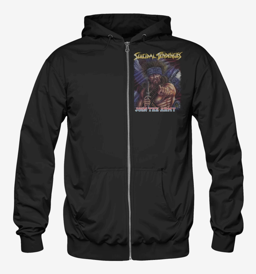 Poleron Canguro con cierre Negro de Suicidal Tendencies Join The Army