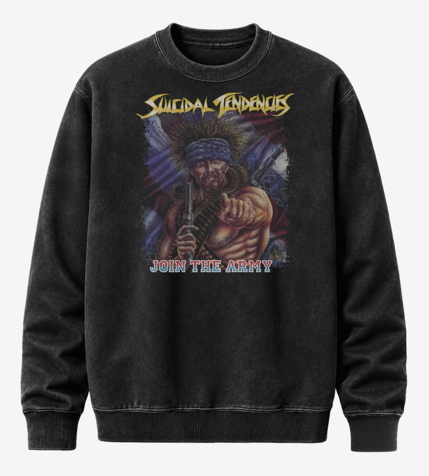 Poleron Polo Acid Wash Negro de Suicidal Tendencies Join The Army
