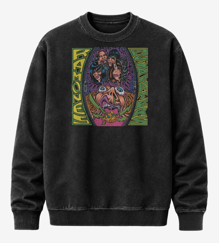 Poleron Polo Acid Wash Negro de Ramones Acid Eaters