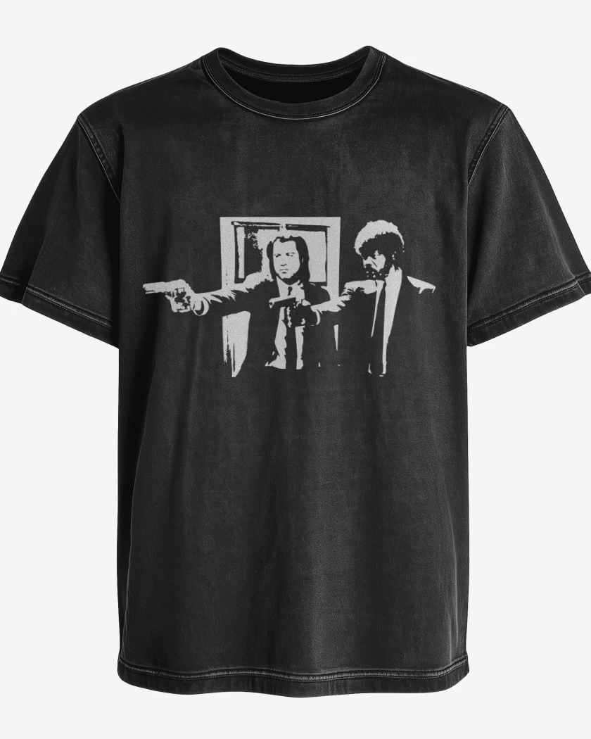 Polera desgastada Negro de Pulp Fiction