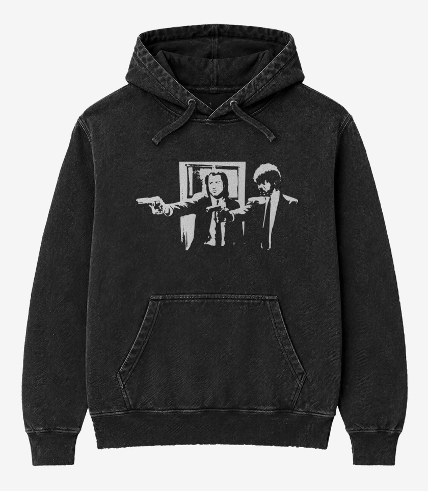 Poleron Canguro Acid Wash Negro de Pulp Fiction