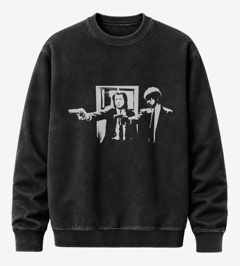 Poleron Polo Acid Wash Negro de Pulp Fiction