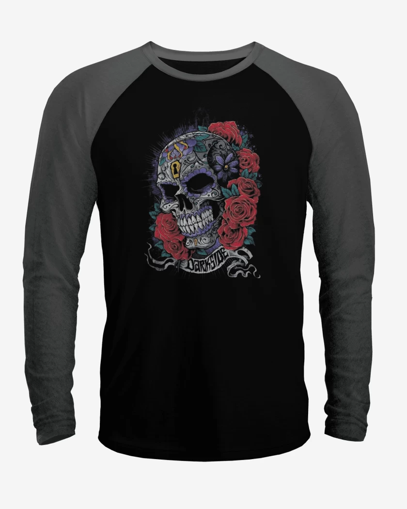 Polera Raglan Negro / Negro Heather de Skull sugar