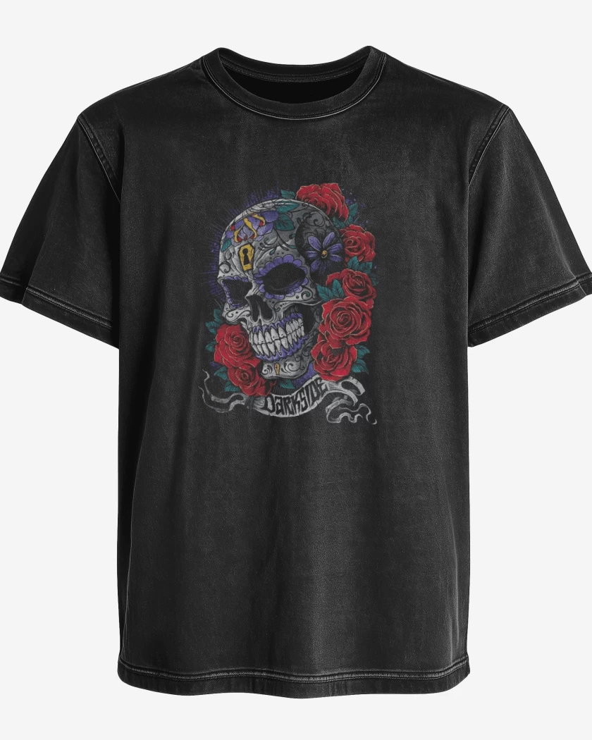 Polera desgastada Negro de Skull sugar