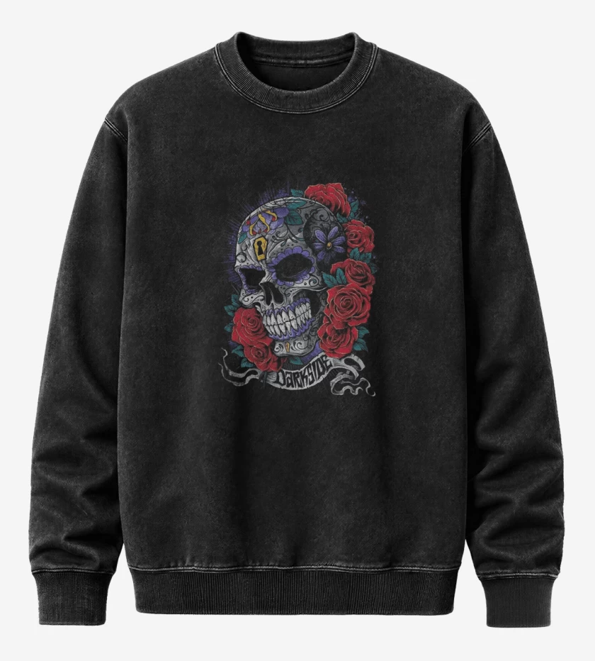 Poleron Polo Acid Wash Negro de Skull sugar