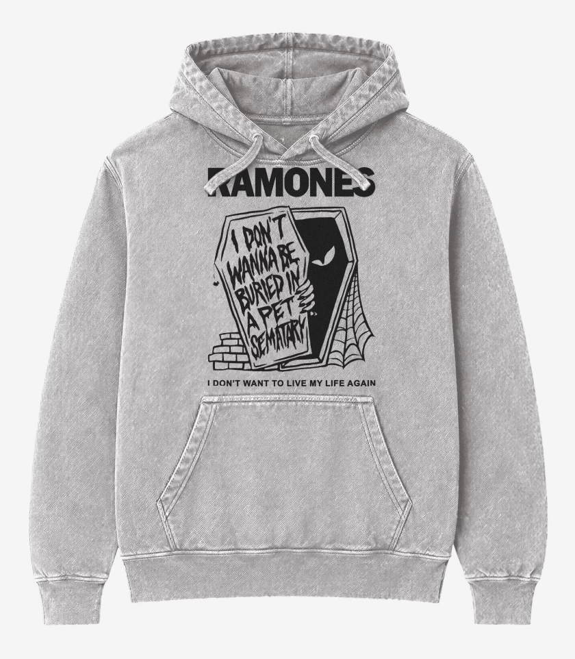 Poleron Canguro Acid Wash Ramones Pet Sematary