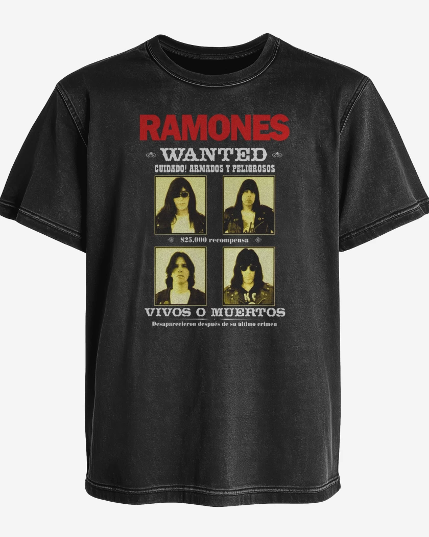 Polera desgastada Ramones Wanted