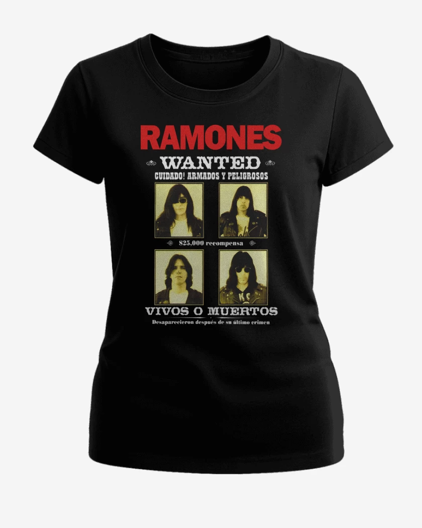 Polera de Mujer Negro de Ramones Wanted