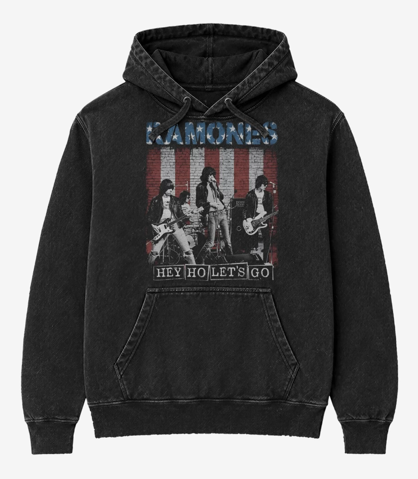 Poleron Canguro Acid Wash Ramones Hey Ho Lets Go