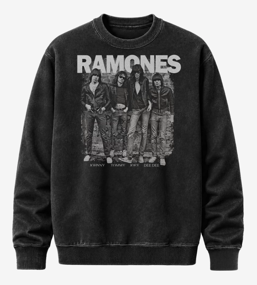 Poleron Polo Acid Wash Negro de Ramones 1976