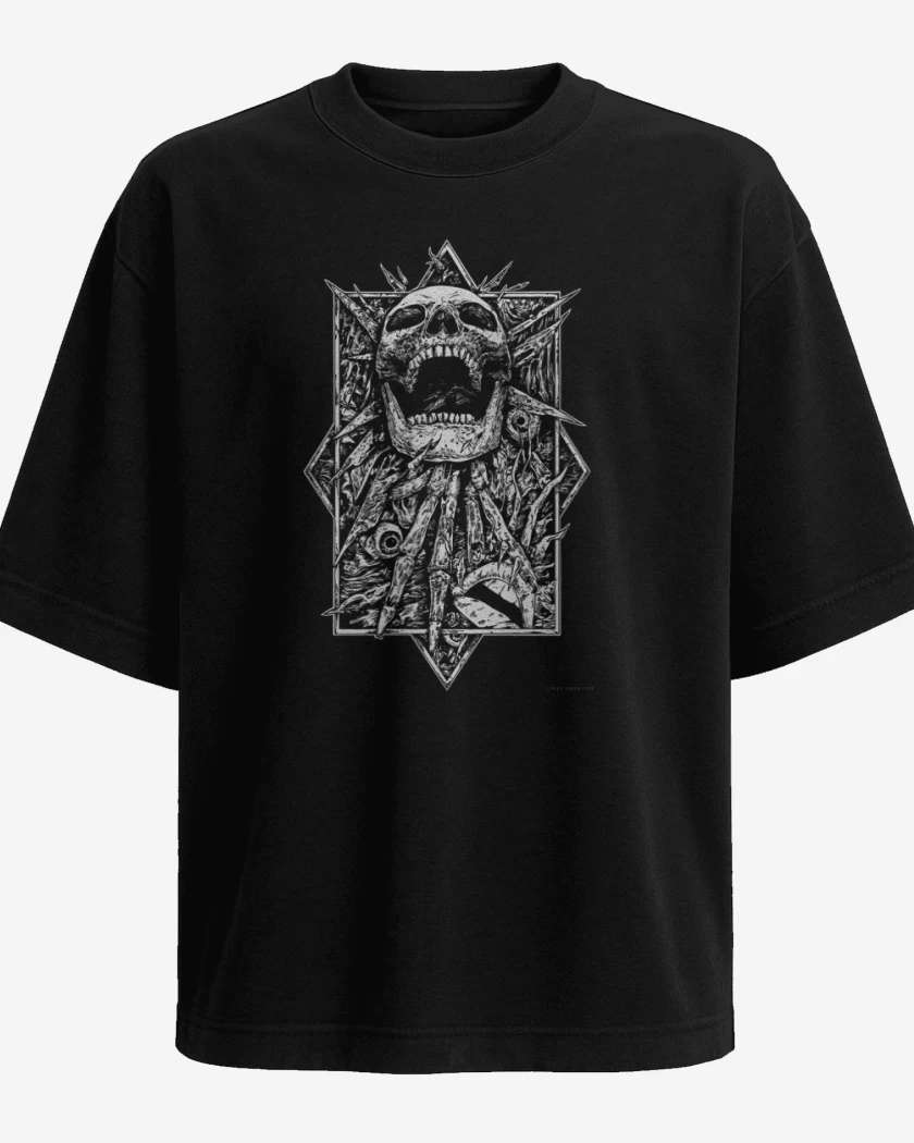 Polera Oversize Negro de Skull full color