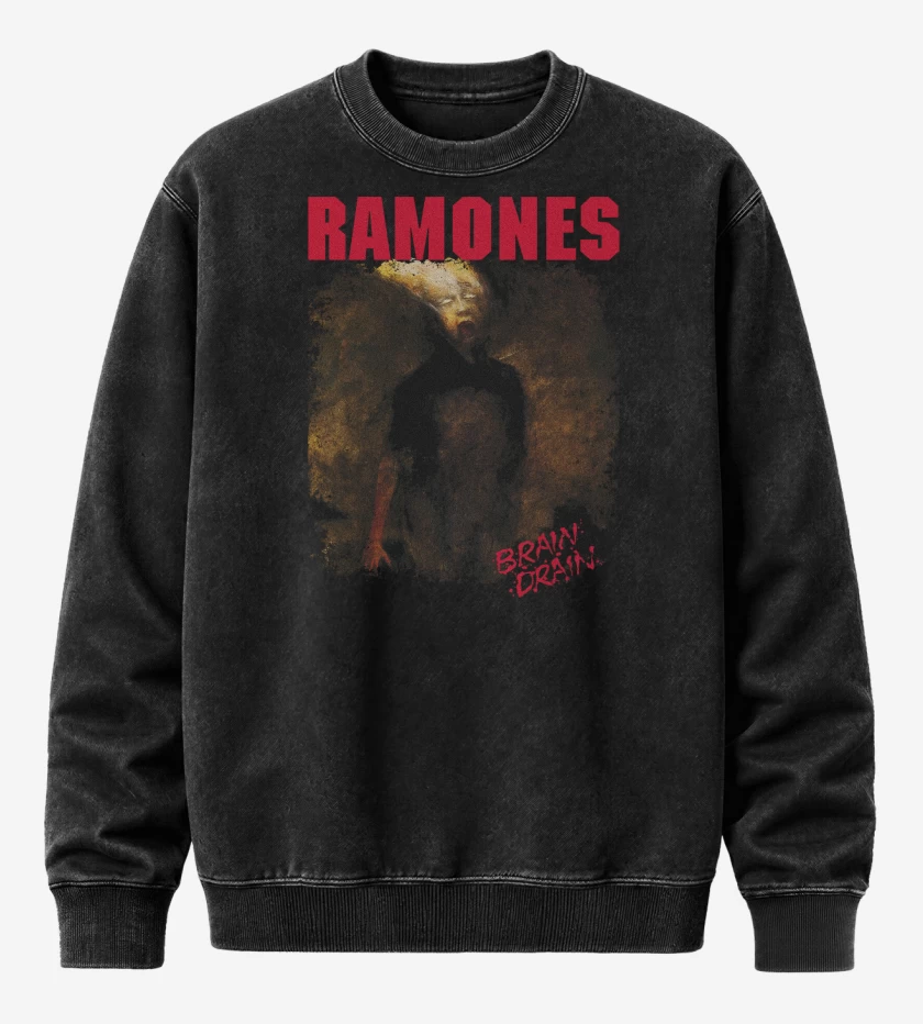 Poleron Polo Acid Wash Negro de Ramones Brain Drain