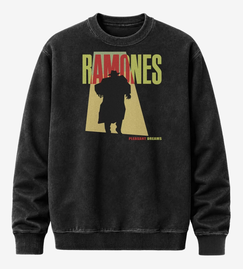 Poleron Polo Acid Wash Negro de Ramones Pleasant Dreams