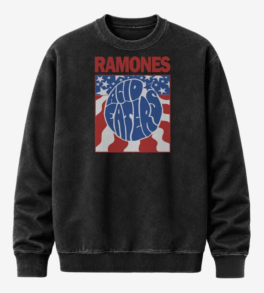Poleron Polo Acid Wash Negro de Ramones Acid Eaters v2