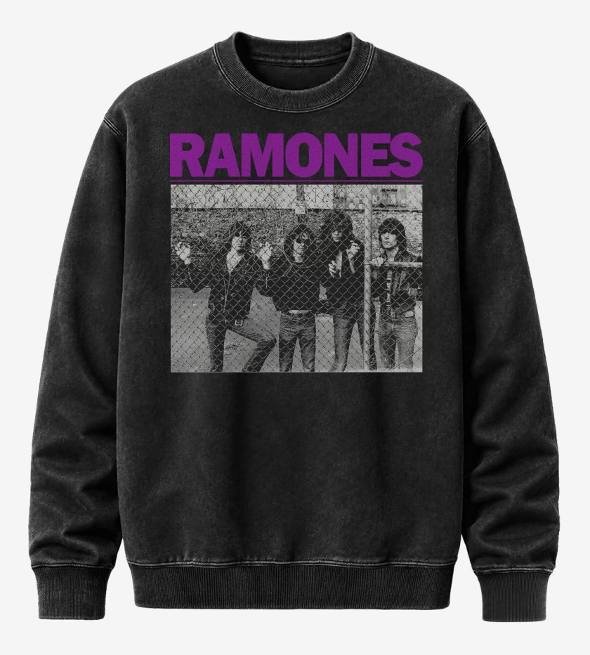 Poleron Polo Acid Wash Negro de Ramones DEMOS