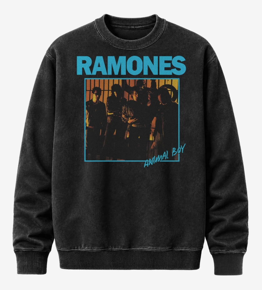 Poleron Polo Acid Wash Negro de Ramones Animal Boy