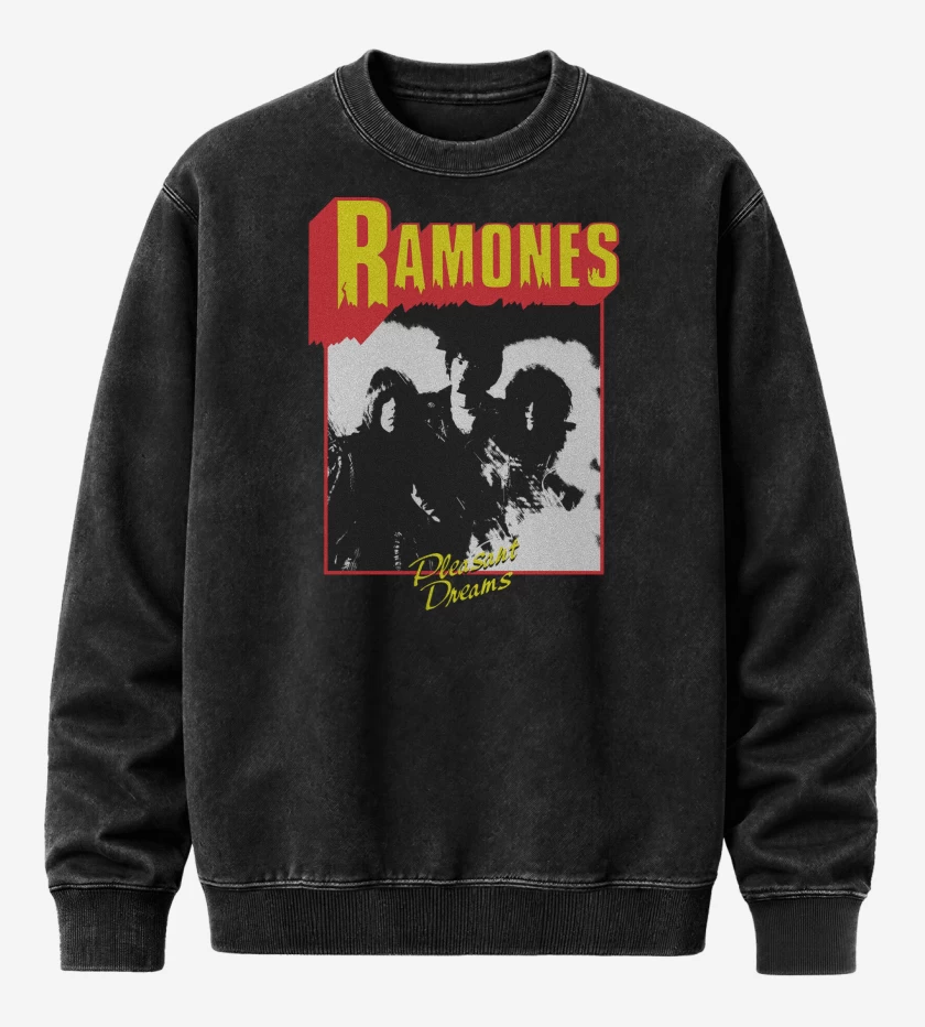Poleron Polo Acid Wash Negro de Ramones Pleasant Dreams v2