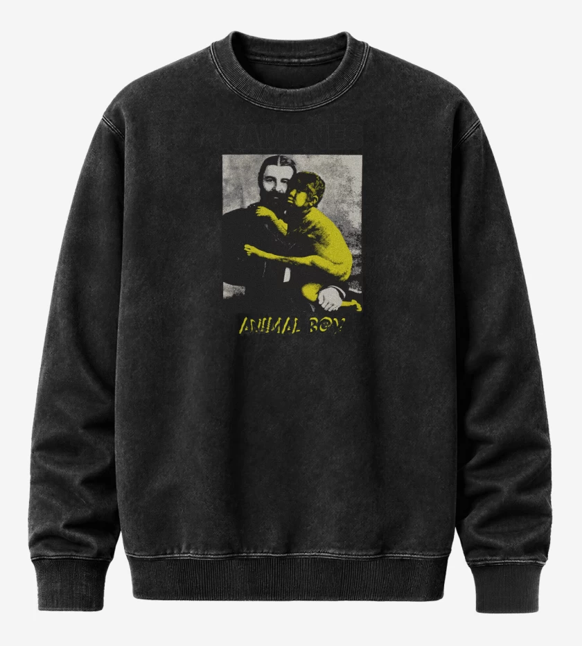Poleron Polo Acid Wash Negro de Ramones Animal Boy v2