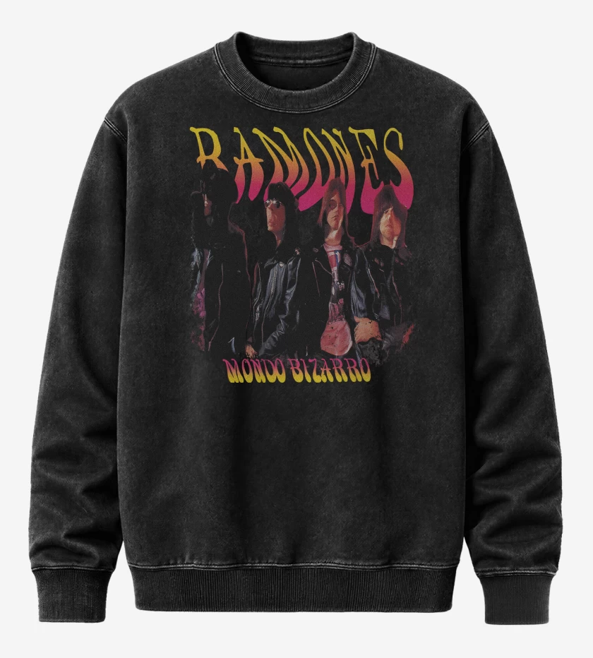 Poleron Polo Acid Wash Negro de Ramones Mondo Bizarro