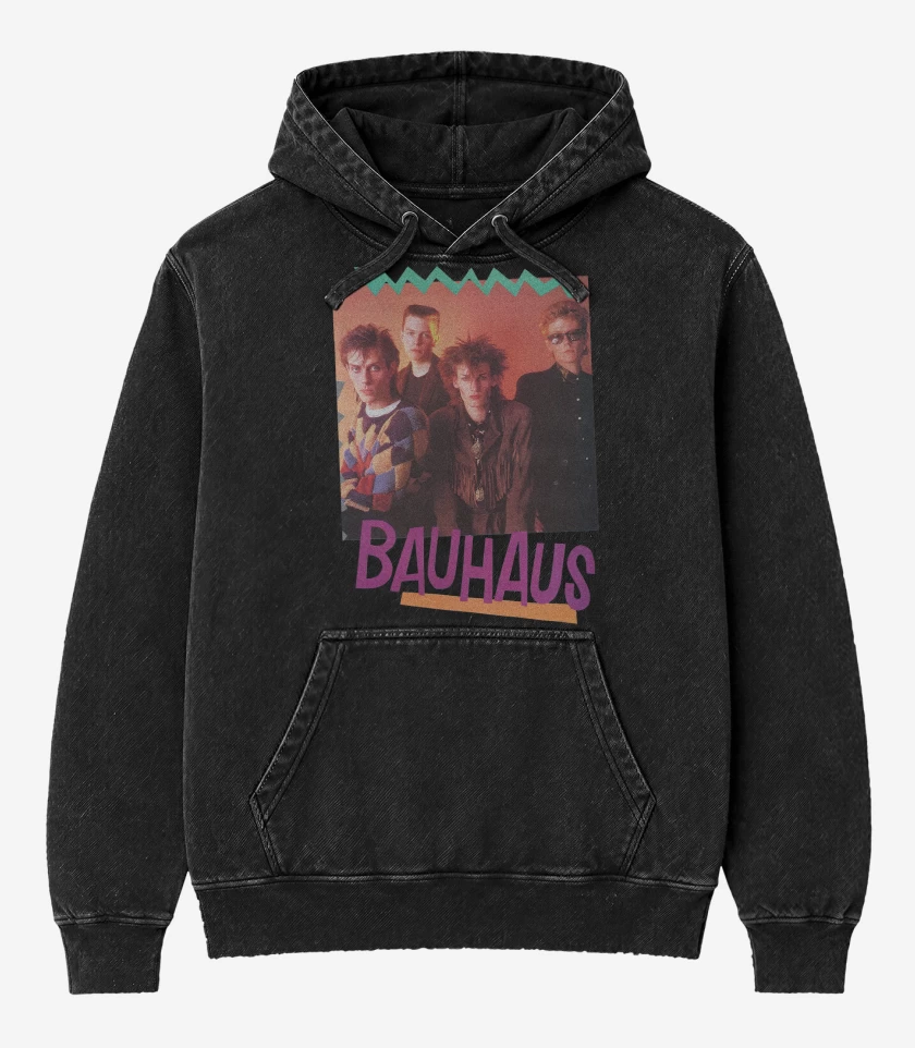 Poleron Canguro Acid Wash Negro de Bauhaus Band