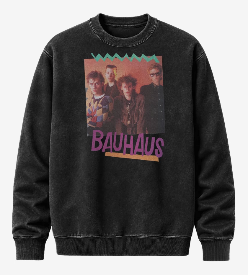 Poleron Polo Acid Wash Negro de Bauhaus Band