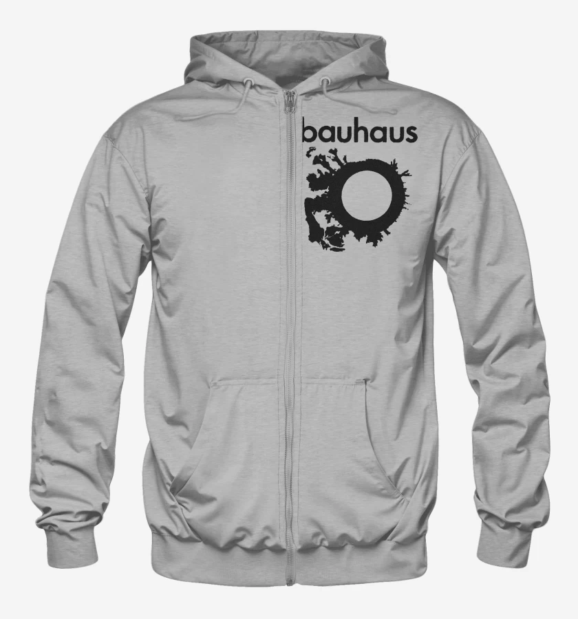 Poleron Canguro con cierre Gris Melange de Bauhaus Logo