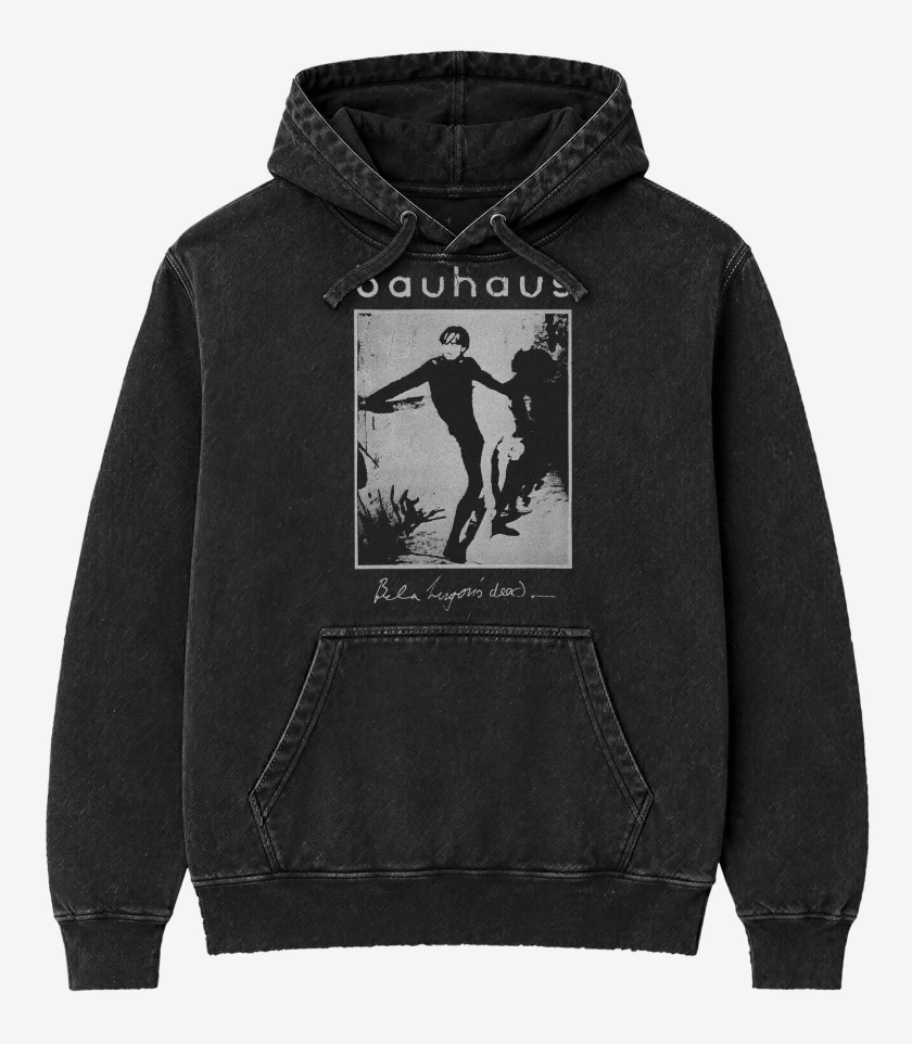 Poleron Canguro Acid Wash Negro de Bauhaus Bela Lugosi