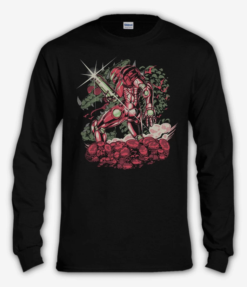 Polera manga larga Negro de Samus Retro SNES