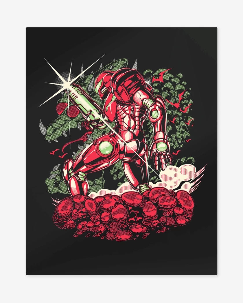 Print metalico Negro de Samus Retro SNES