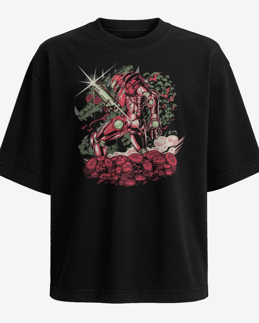 Polera Oversize Negro de Samus Retro SNES