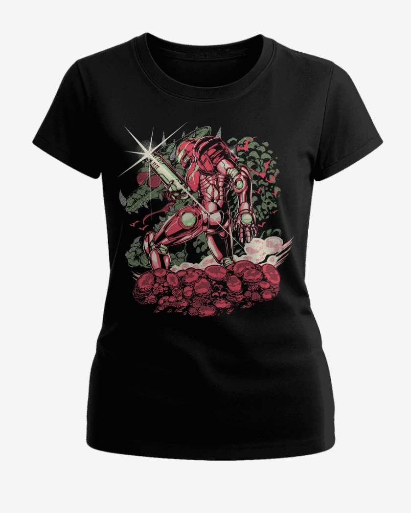 Polera de Mujer Negro de Samus Retro SNES