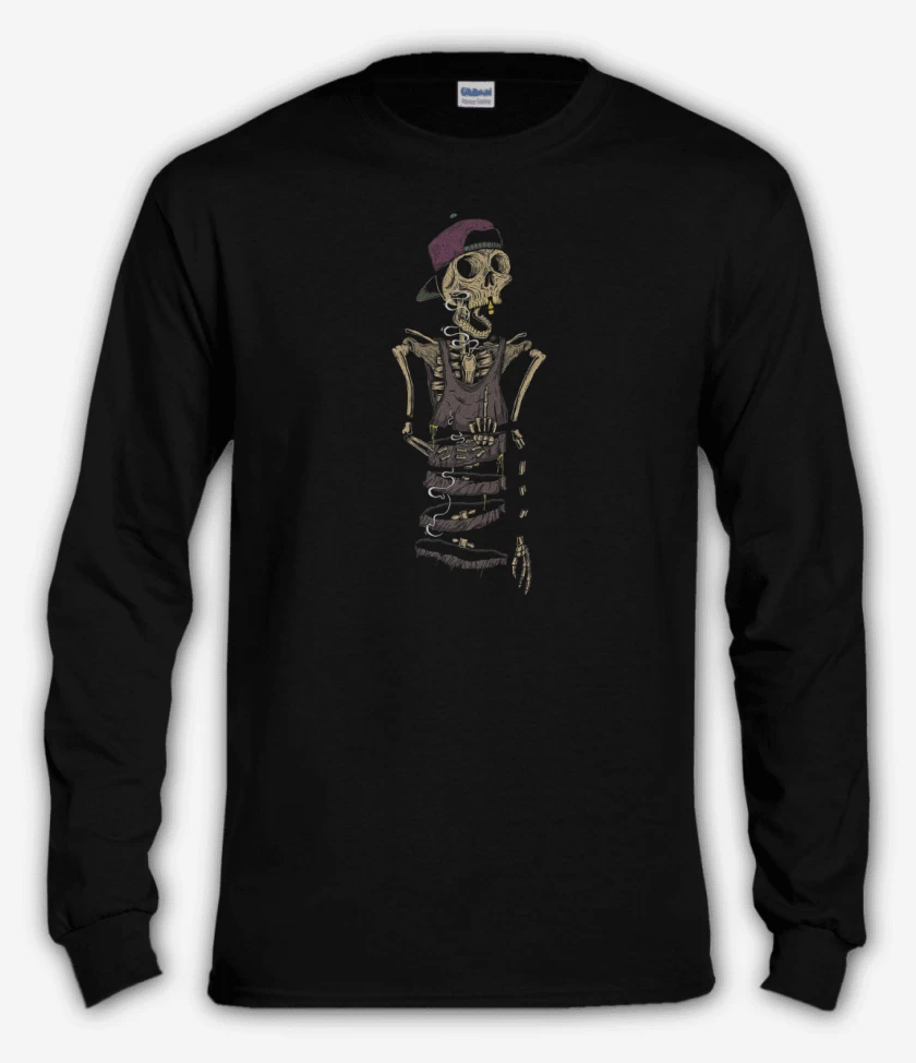 Polera manga larga Negro de Skeleton style