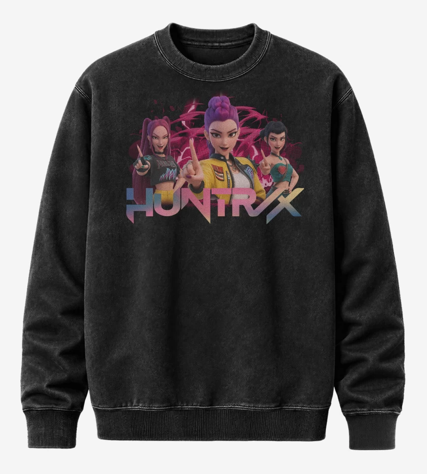 Poleron Polo Acid Wash Negro de Chicas K-pop