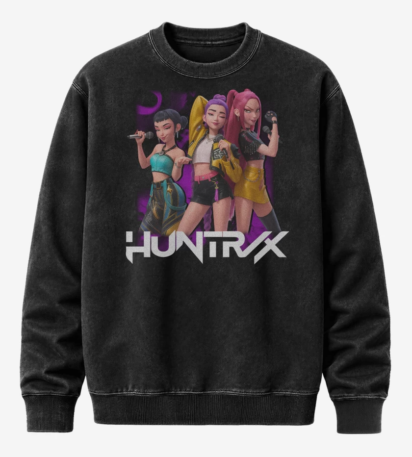 Poleron Polo Acid Wash Negro de Kpop Demon Hunters
