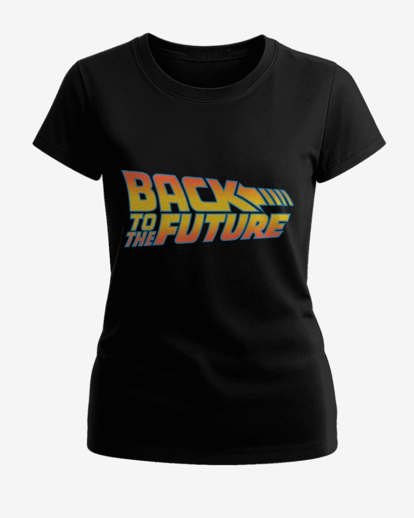 Polera de Mujer Negro de Volver al Futuro Logo