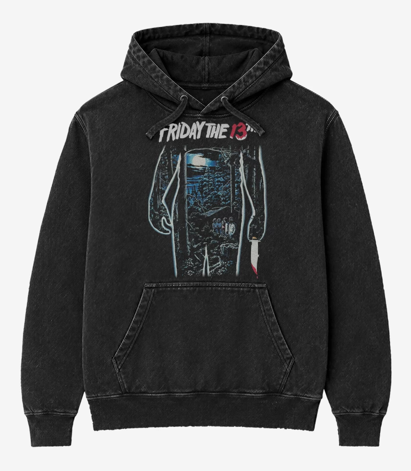 Poleron Canguro Acid Wash Negro de Friday The 13th 