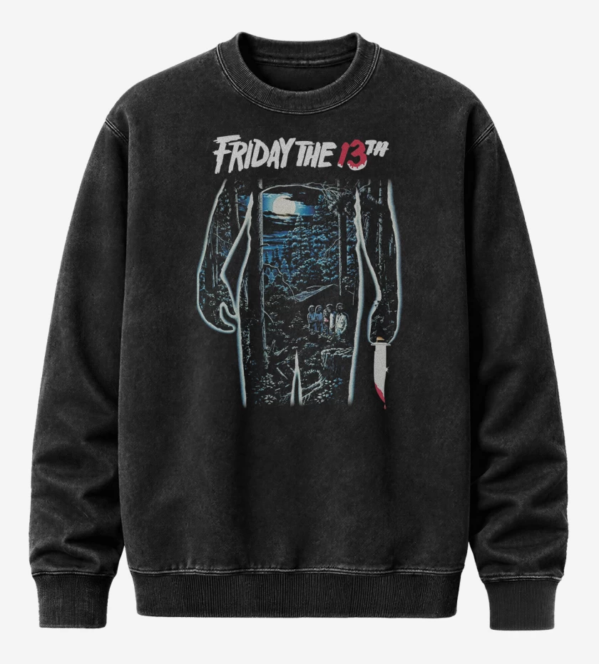 Poleron Polo Acid Wash Negro de Friday The 13th 