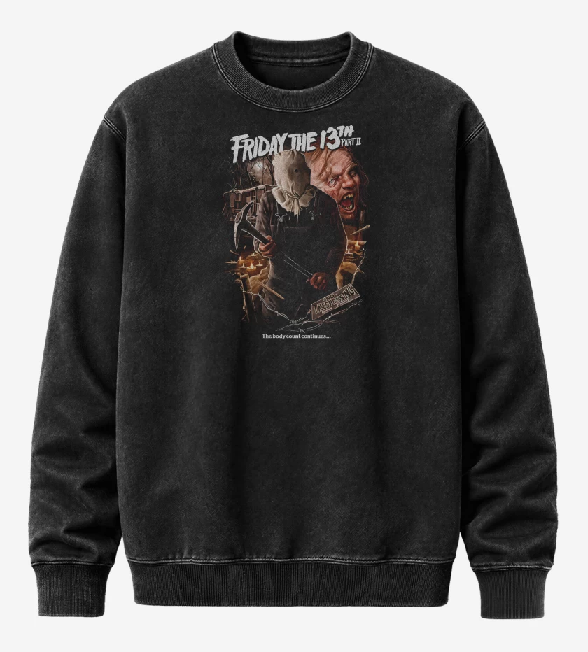 Poleron Polo Acid Wash Negro de Friday The 13th Part II