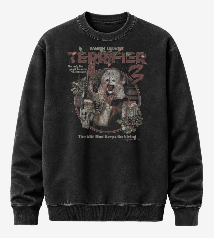 Poleron Polo Acid Wash Negro de Terrifier 3 