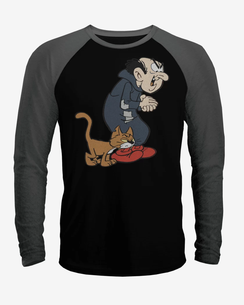 Polera Raglan Negro / Negro Heather de Gargamel & Azrael 