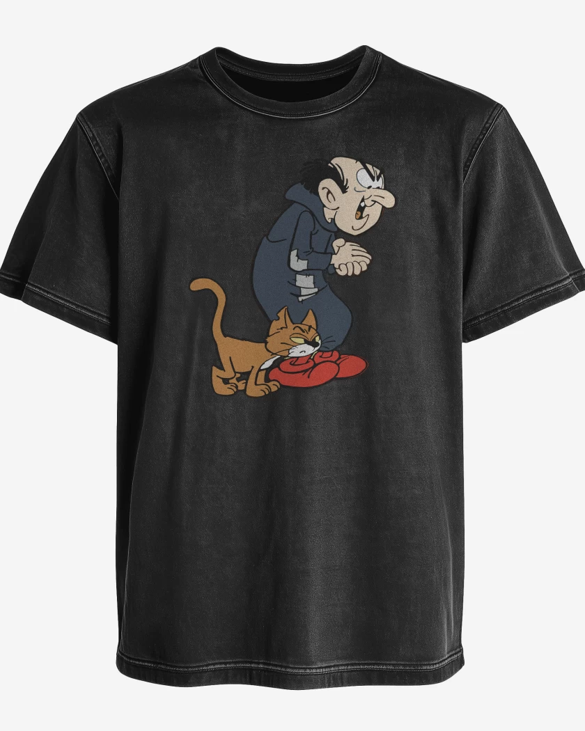 Polera desgastada Negro de Gargamel & Azrael 