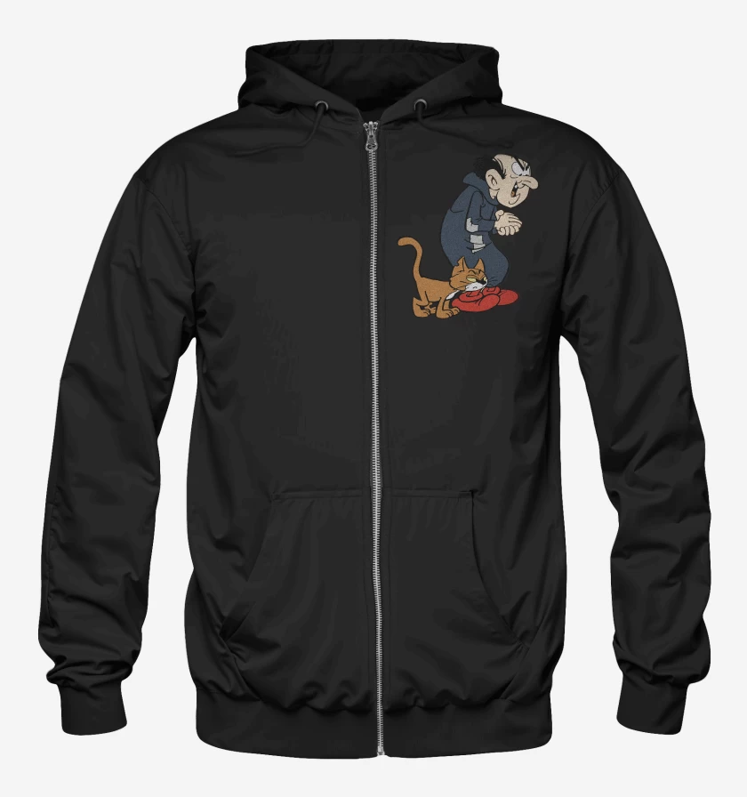 Poleron Canguro con cierre Negro de Gargamel & Azrael 