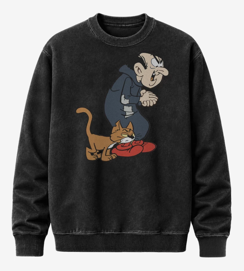 Poleron Polo Acid Wash Negro de Gargamel & Azrael 