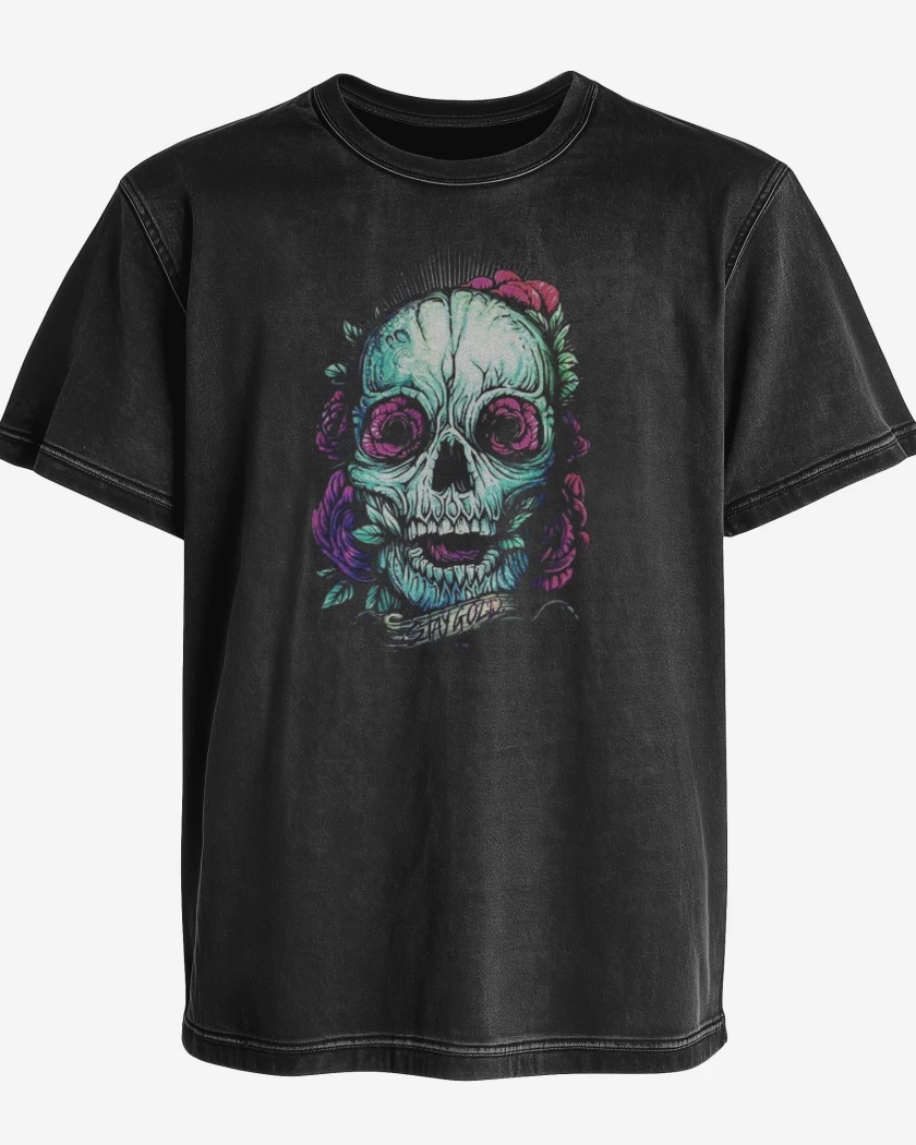 Polera desgastada Negro de Skull 2