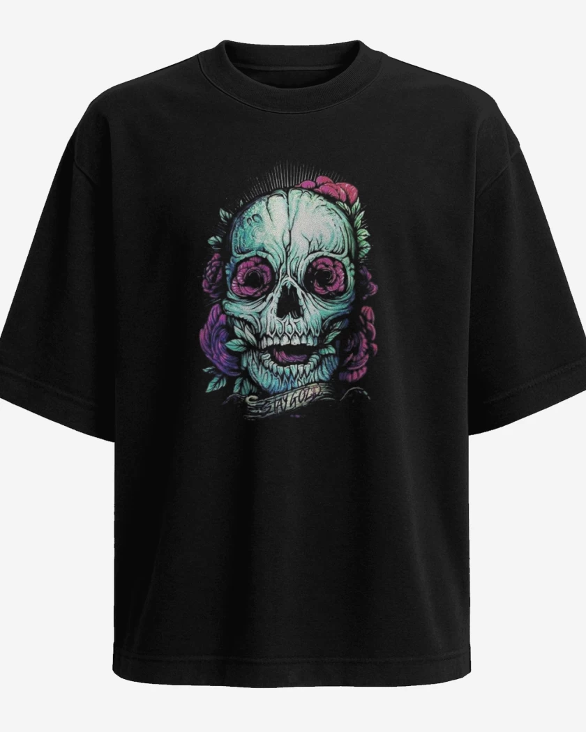 Polera Oversize Negro de Skull 2