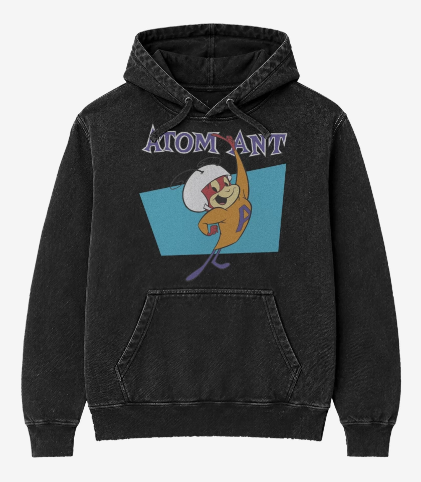 Poleron Canguro Acid Wash Negro de Hormiga Atómica
