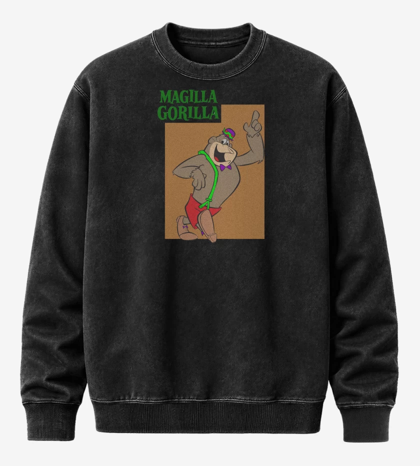 Poleron Polo Acid Wash Negro de Magilla Gorilla Hanna Barbera