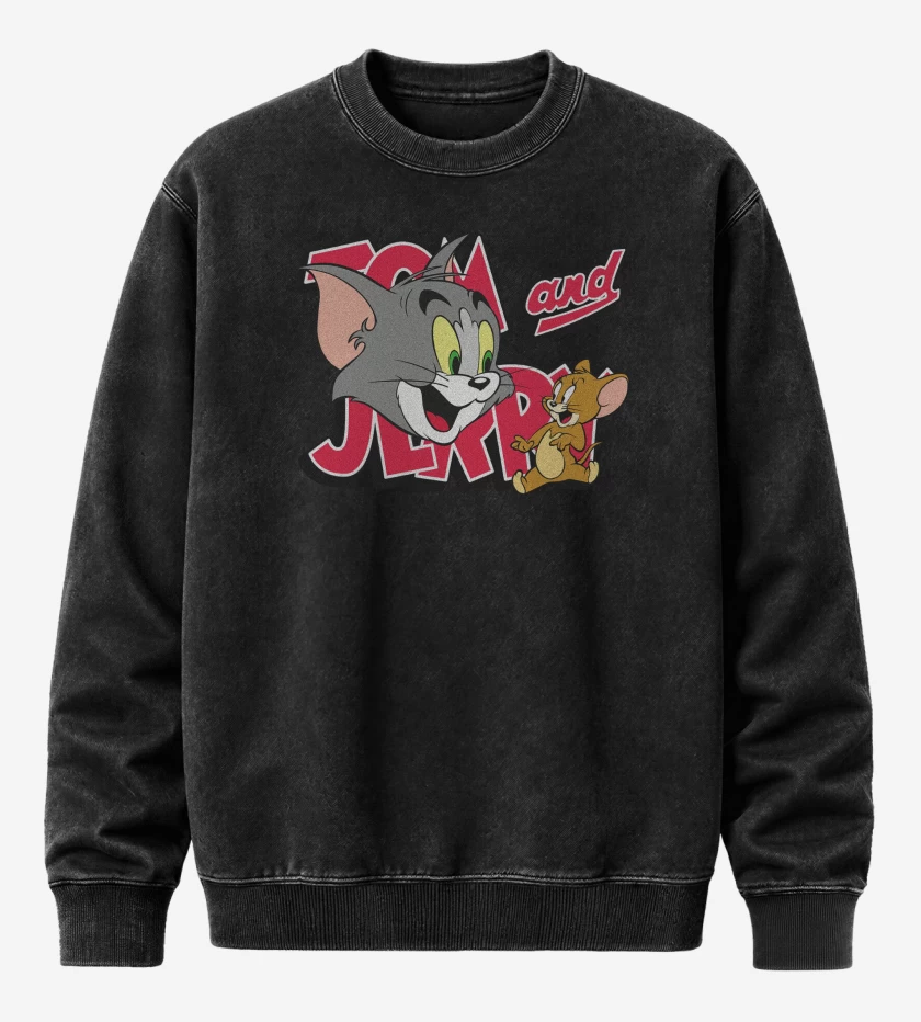 Poleron Polo Acid Wash Negro de TOM AND JERRY