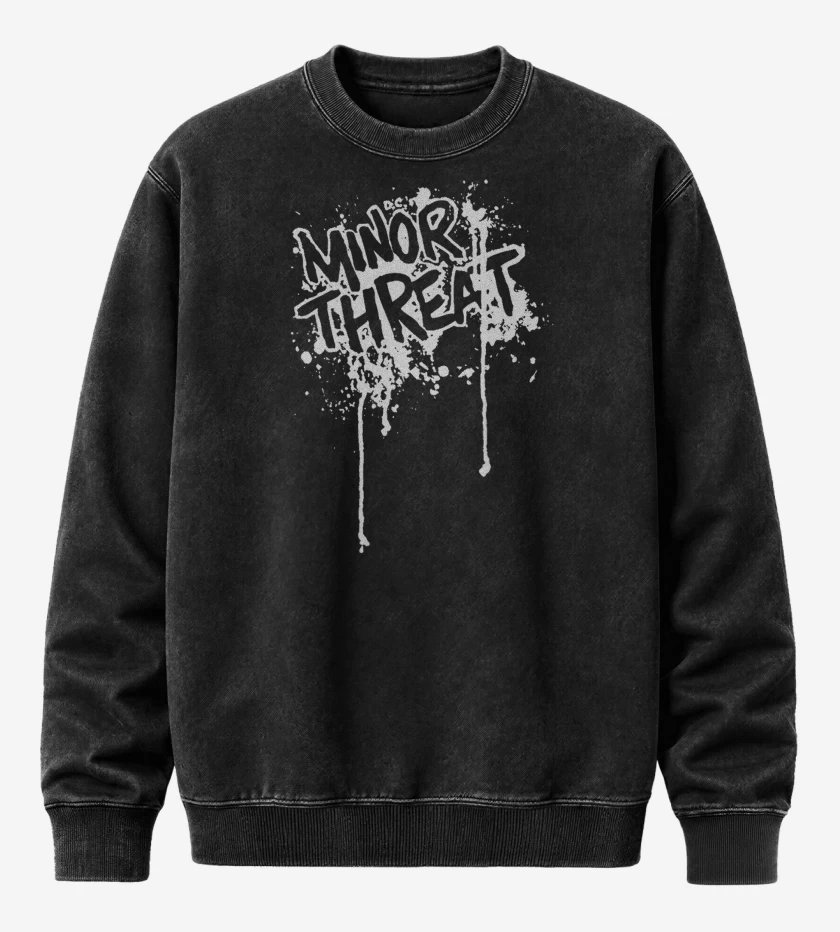 Poleron Polo Acid Wash Negro de Minor Threat Logo
