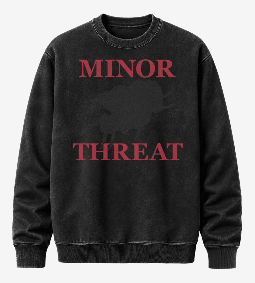 Poleron Polo Acid Wash Negro de Minor Threat Oveja